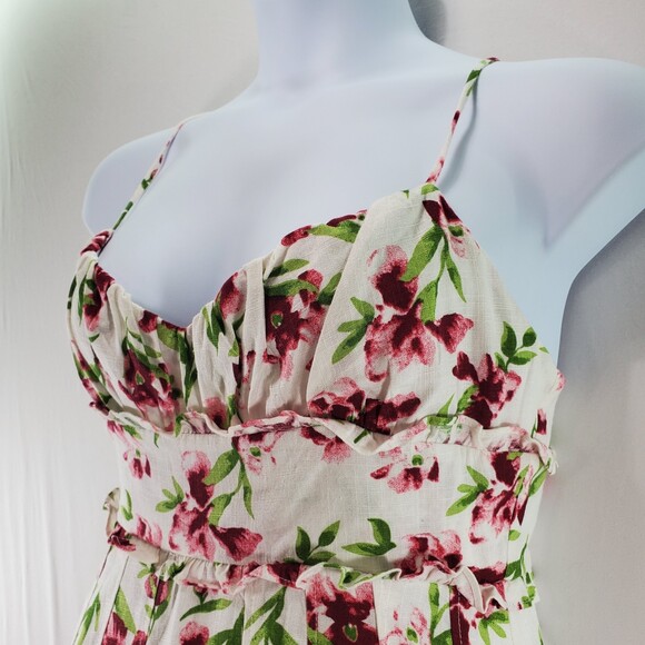 US 8 Petal & Pup Fyrsil Dress White Floral Rayon Linen Midi Length Sleeveless - Picture 9 of 13